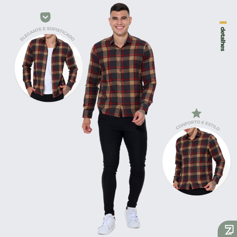 Camisa Xadrez Masculina em Tecido Casimira